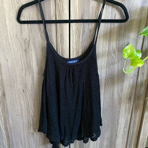 Black summer stretchy lace crop summer tank